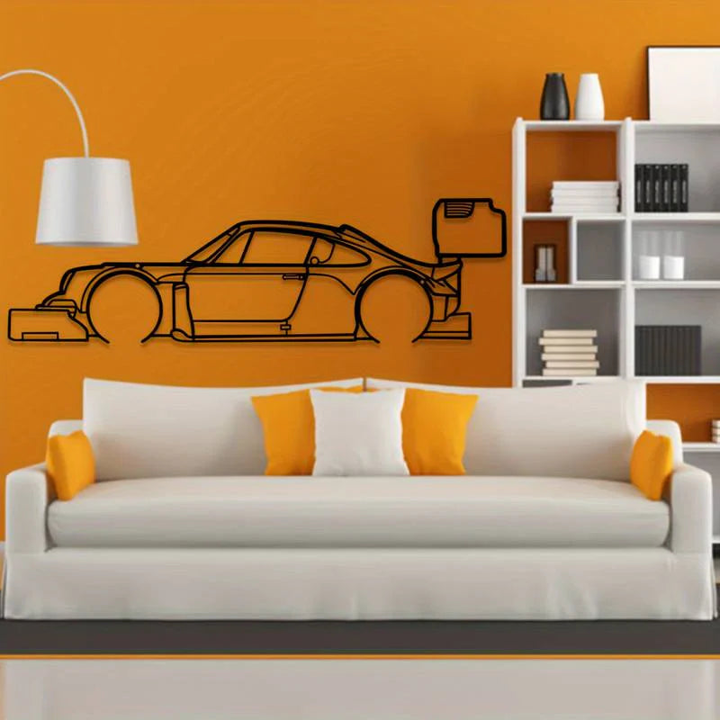 auto wanddecoratie raceauto lijnkunst modern interieur woonkamer