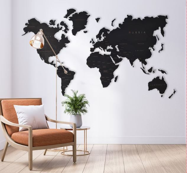 3D houten Wereldkaart - BT Home