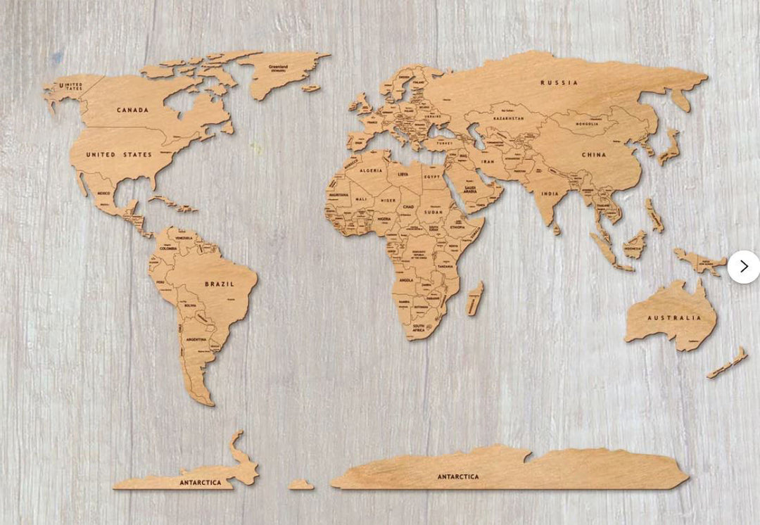 3D houten Wereldkaart - BT Home