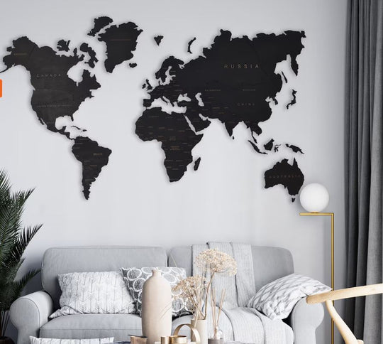 3D houten Wereldkaart - BT Home