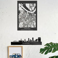 2 stuks Nijmegen Skyline en Straat Kaart muurdecoratie