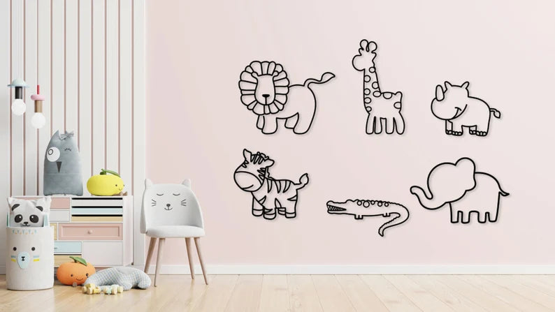dieren wanddecoratie set zwart modern woonkamer muurdecoratie dieren