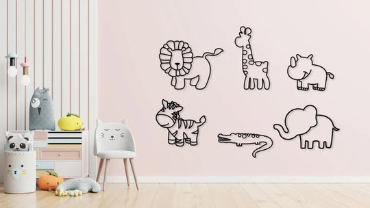 dieren wanddecoratie set zwart modern woonkamer muurdecoratie dieren