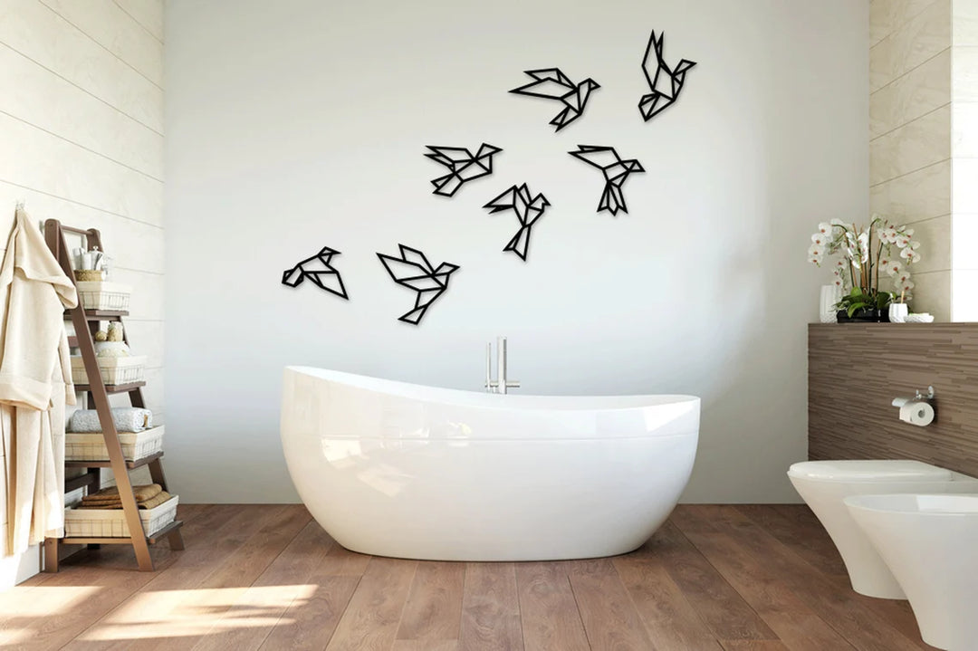 origami vogels wanddecoratie woonkamer zwart modern muurdecoratie set