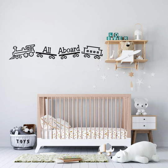 trein wanddecoratie speelkamer zwart modern kinderkamer muurdecoratie