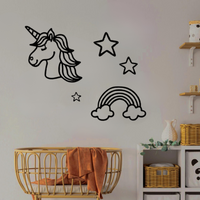Unicorn Wanddecoratie | Muurdecoratie Kinderkamer Zwart Modern