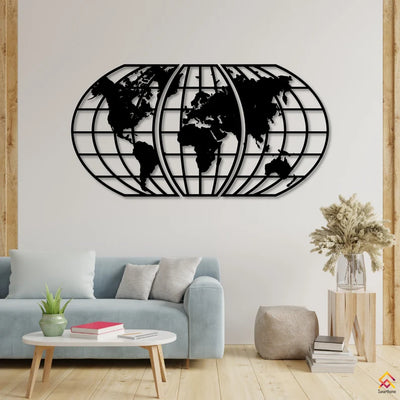 Wereldkaart Wanddecoratie Zwart | Moderne Muurdecoratie Design